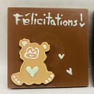 Carte de voeux "Félicitations" nounours vert