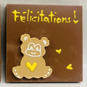 Carte de voeux "Félicitations" nounours jaune