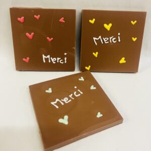 Carte de voeux "Merci" coeurs bleus